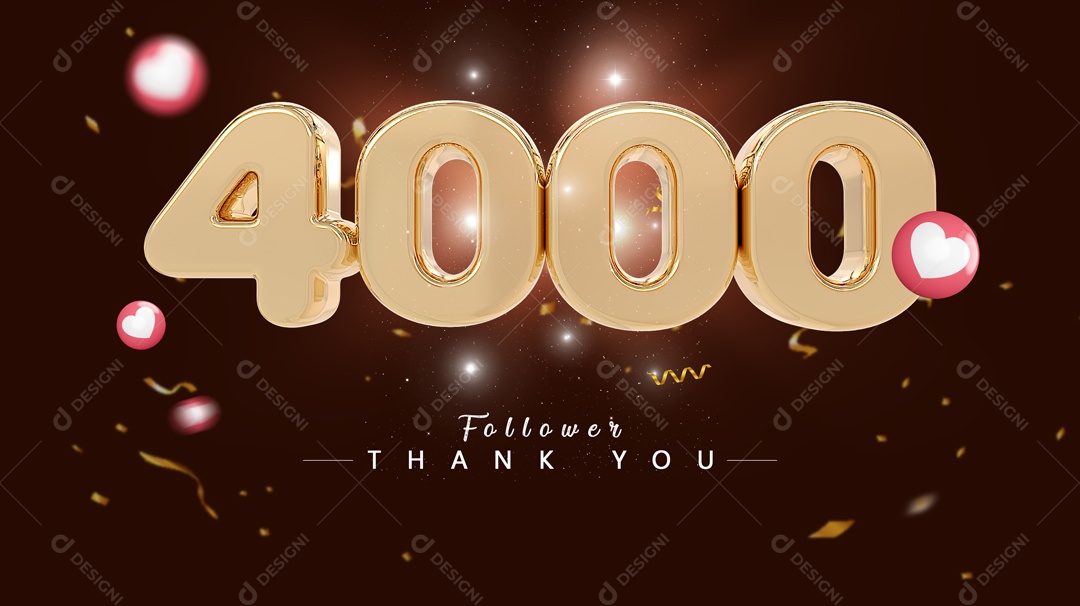 Elemento 3D Para Composições Número 4000 Mil De Seguidores PSD