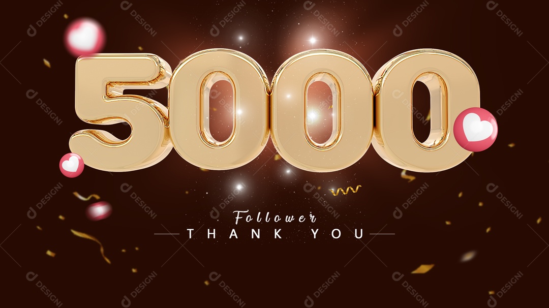 Elemento 3D Para Composições Número 5000 Mil De Seguidores PSD