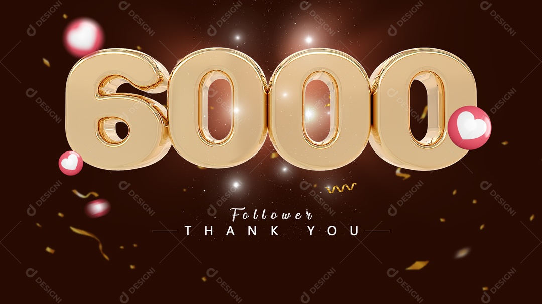 Elemento 3D Para Composições Número 6000 Mil De Seguidores PSD