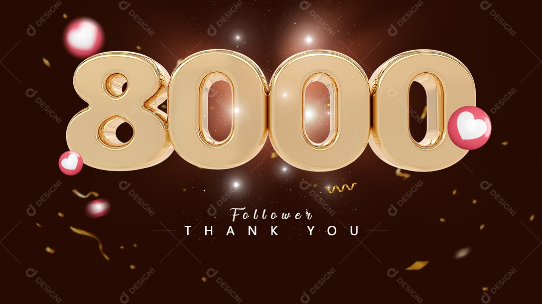 Elemento 3D Para Composições Número 8000 Mil De Seguidores PSD