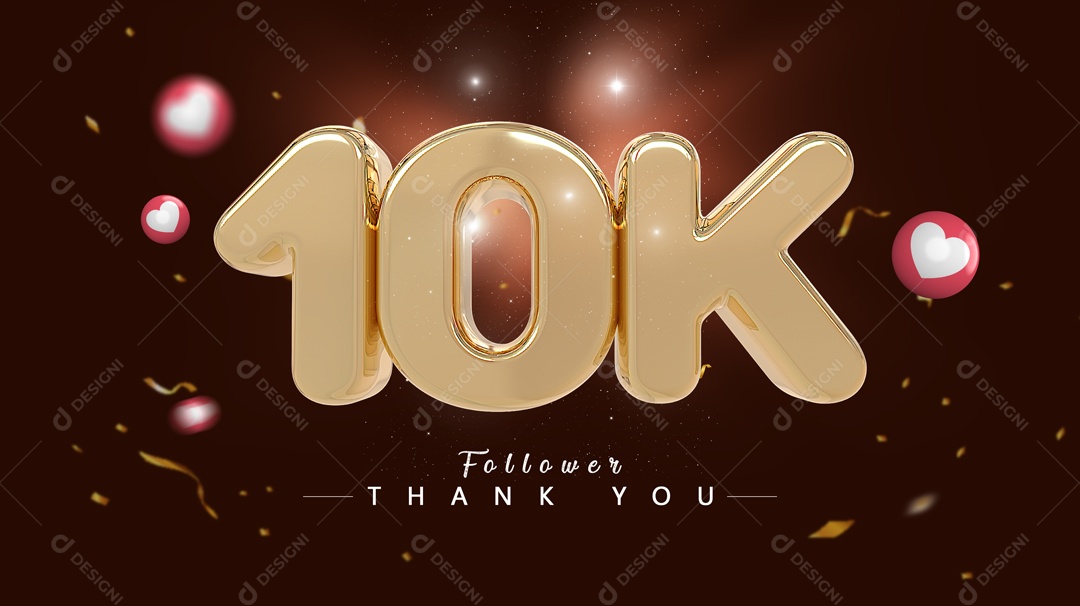Elemento 3D Para Composições Número 10K Mil De Seguidores PSD