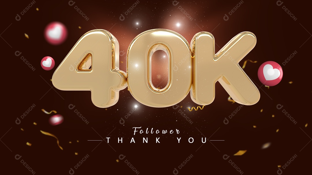 Elemento 3D Para Composições Número 40K Mil De Seguidores PSD