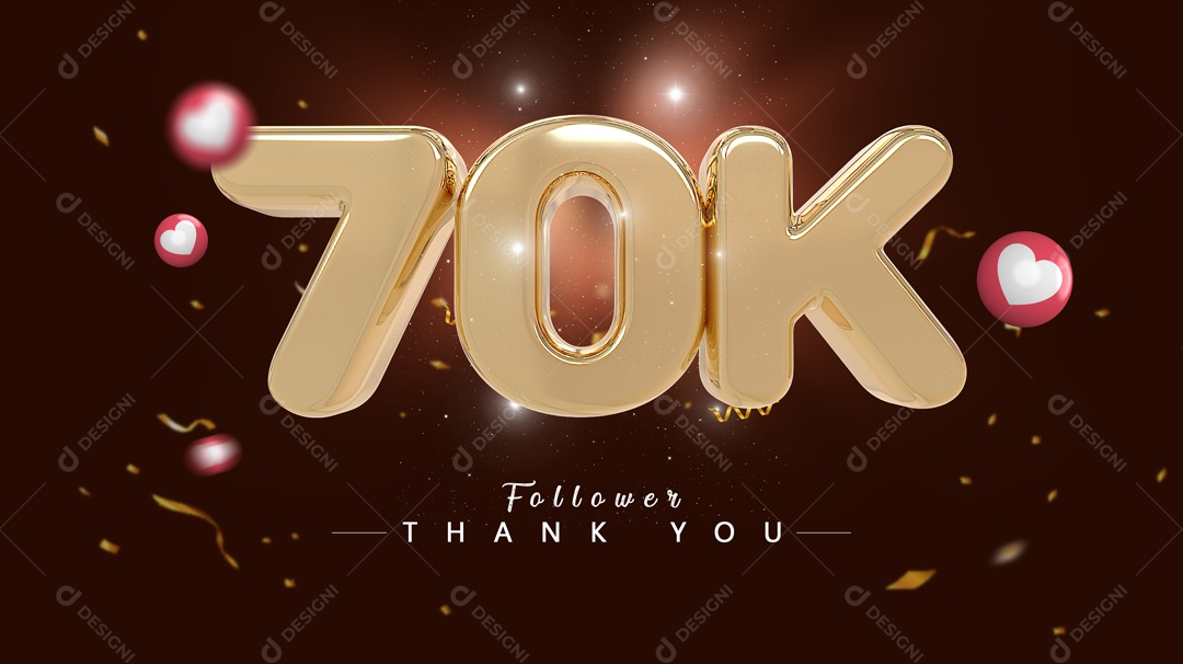 Elemento 3D Para Composições Número 70K Mil De Seguidores PSD