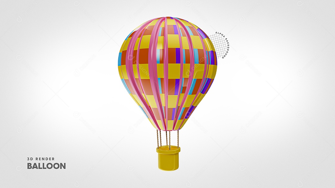 Balão de ar para o Dia Das Crianças Ilustração 3D para Composição PSD