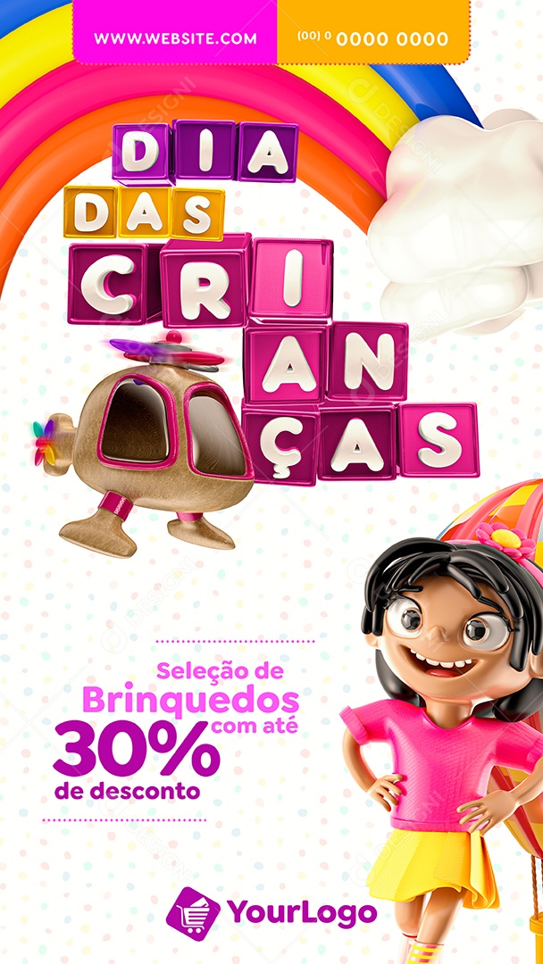 Story Seleção de brinquedos com até 30% de Desconto Lojas Social Media PSD Editável