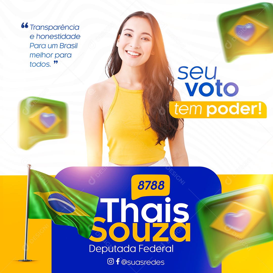 Transparência e honestidade para um Brasil Melhor Política Social Media PSD Editável