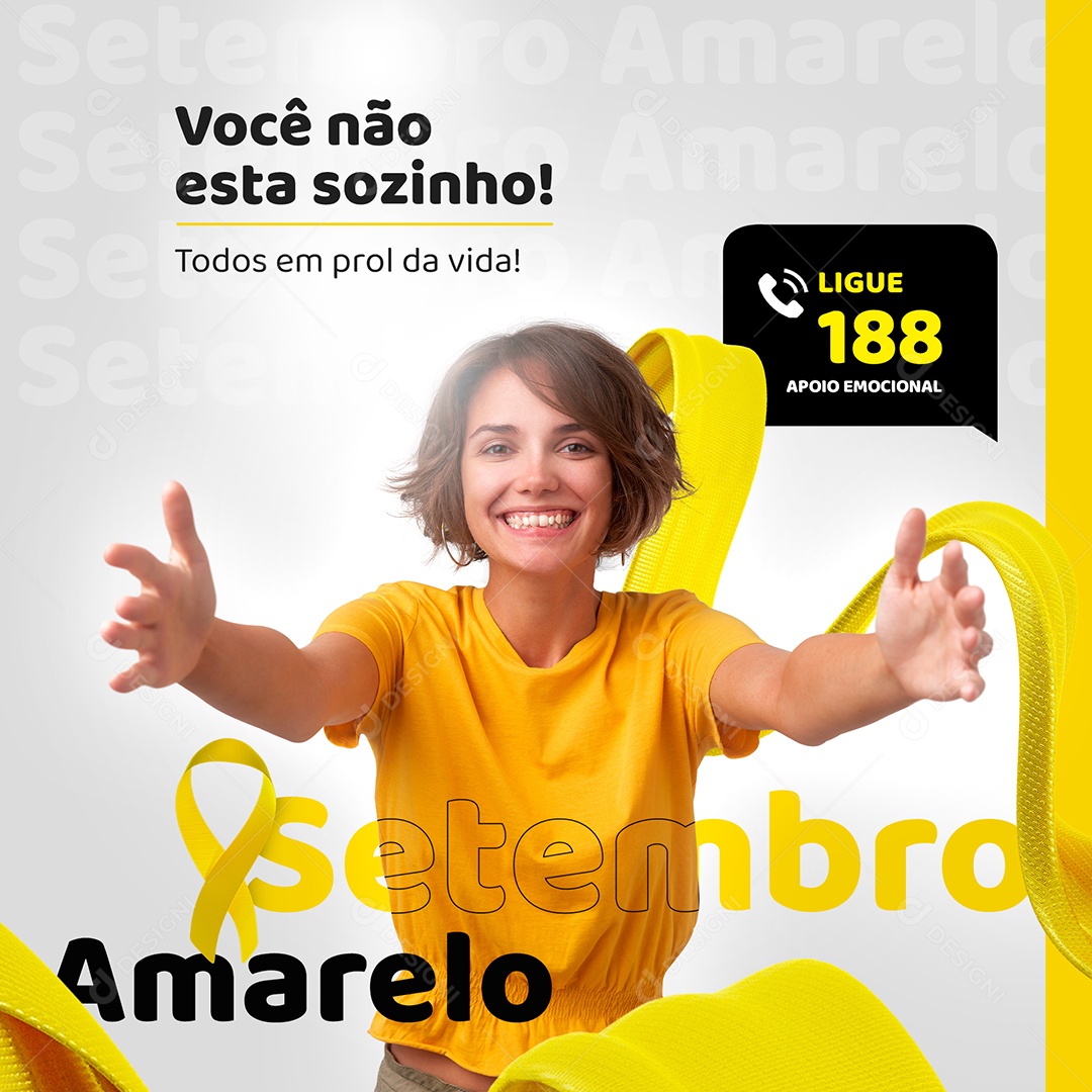 Você não está sozinho Setembro Amarelo Social Media PSD Editável