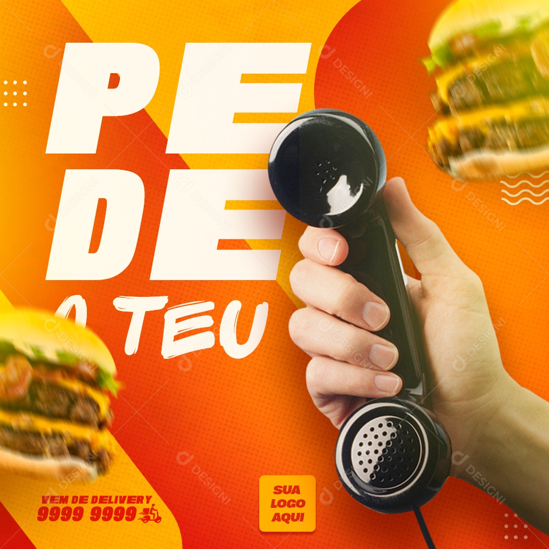 Pede O Teu Hamburger Promoção Social Media PSD Editável