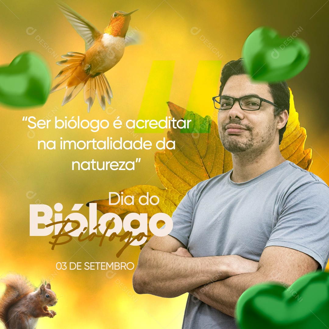 Feliz Dia do Biólogo 03 de Setembro Social Media PSD Editável