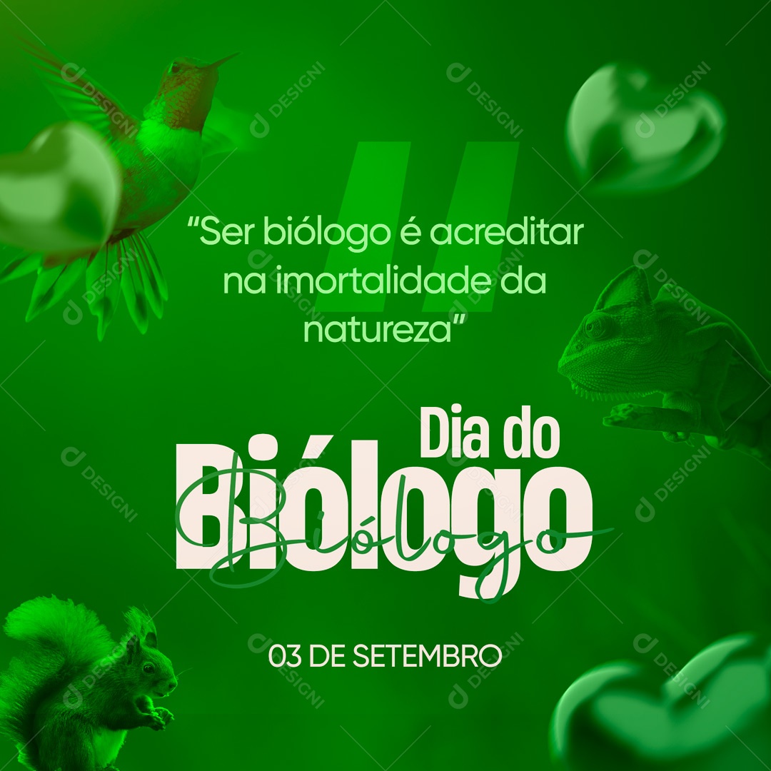 Social Media Ser Biólogo é Entender a Essência da Natureza e Animais! Feliz Dia do Biólogo PSD Editável