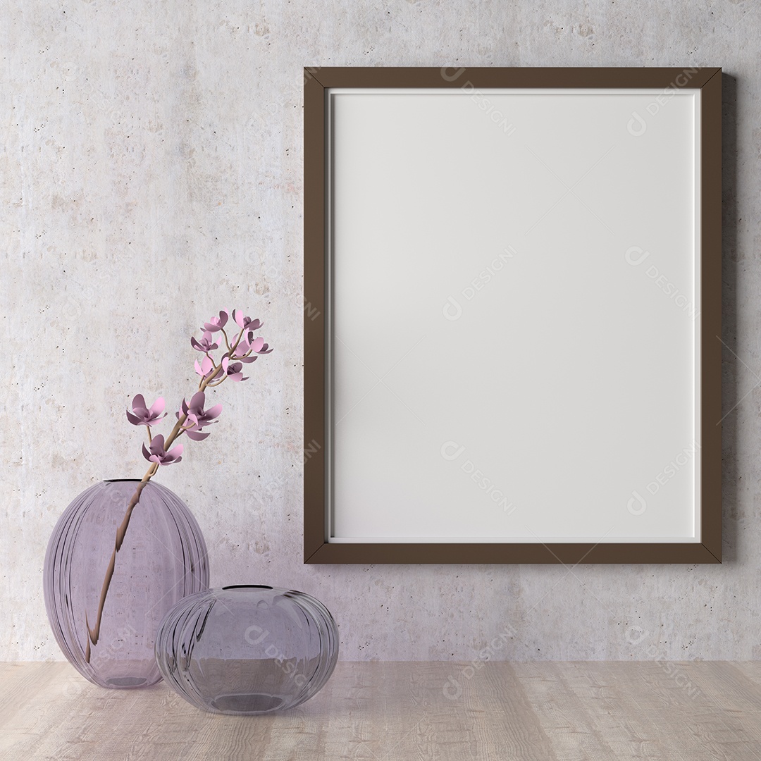 Mock up do quadro de pôster no interior moderno na sala de estar isolada em fundo brilhante, renderização 3D, ilustração 3D