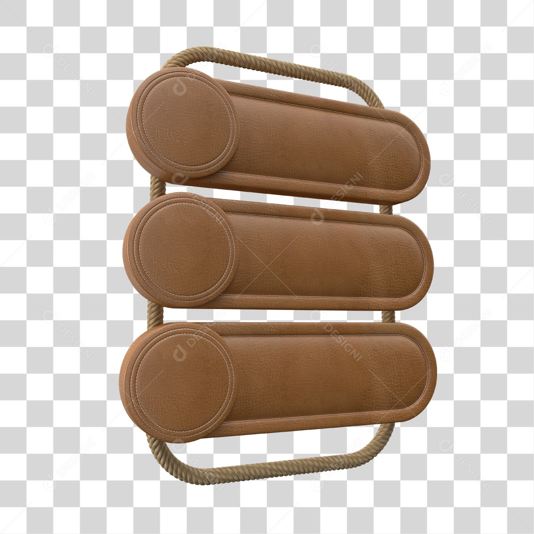 Placa de Couro Com Cordas Elemento 3D PNG Transparente