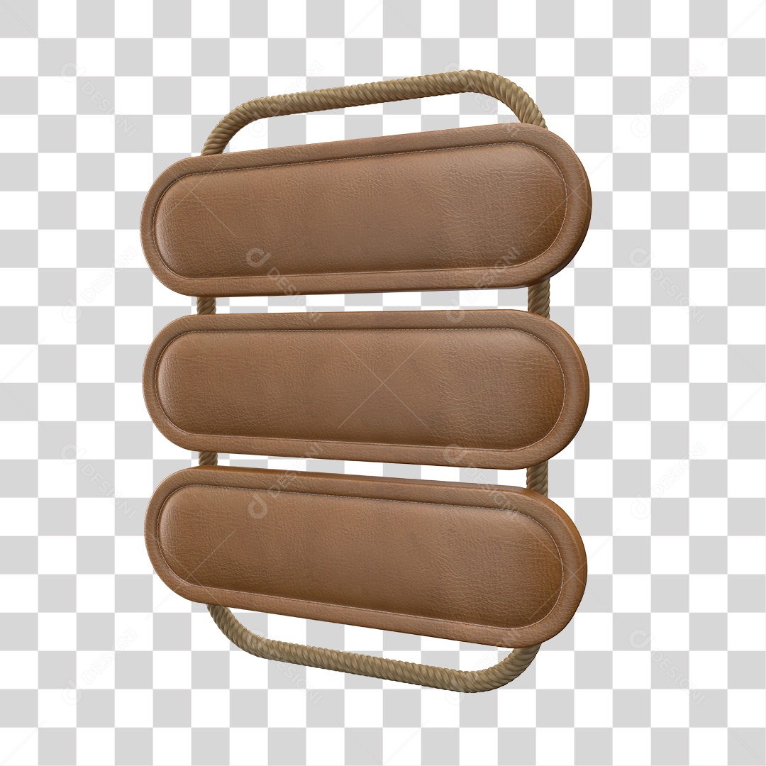 Leather Sign With Ropes Element 3D Transparent PNG