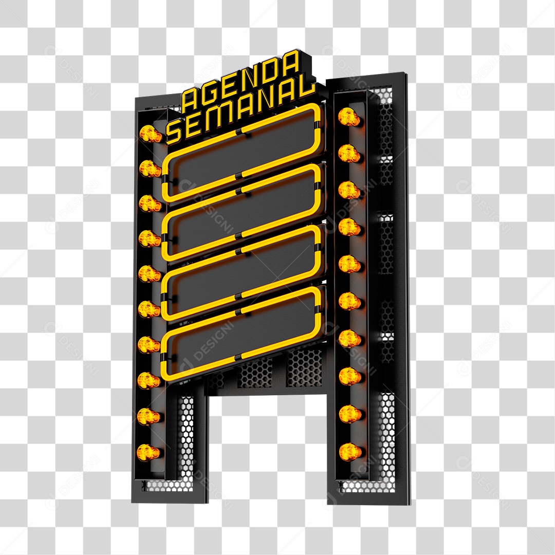 Agenda Semanal Placa de Ferro Com Luzes Elemento 3D PNG