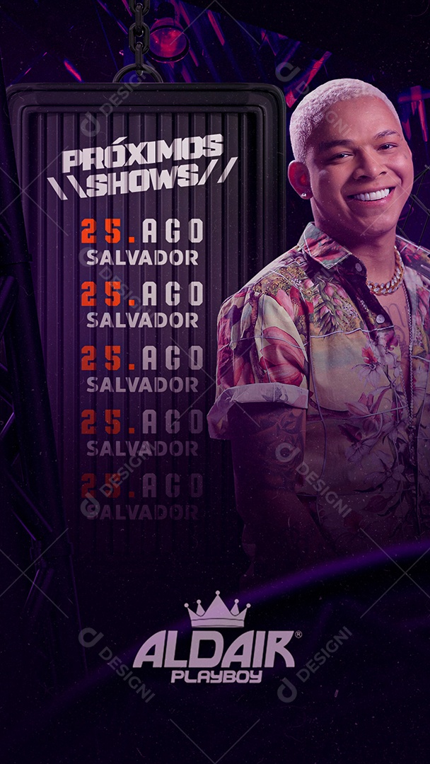 Story Próximos Shows Aldair Playboy Flyer Social Media PSD Editável