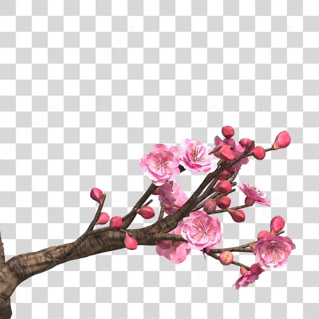 galho de flores rosa PNG Transparente