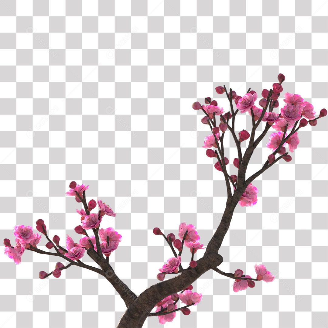 galho de flores rosa PNG Transparente