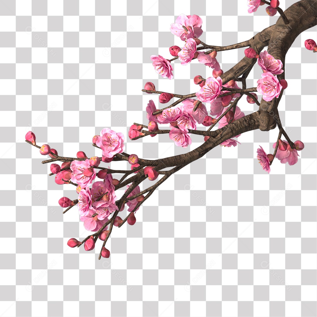 galho de flores rosa PNG Transparente