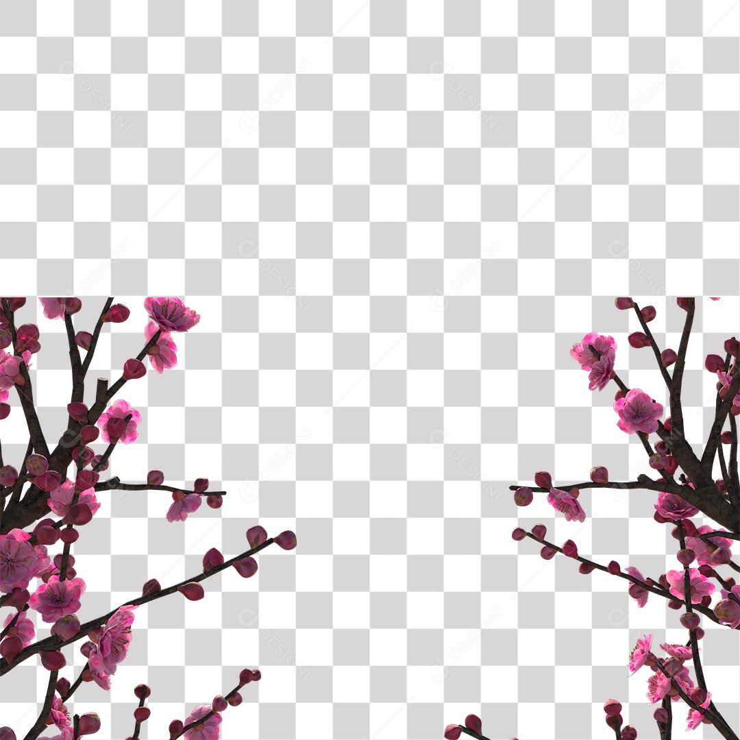 galho de flores rosa PNG Transparente