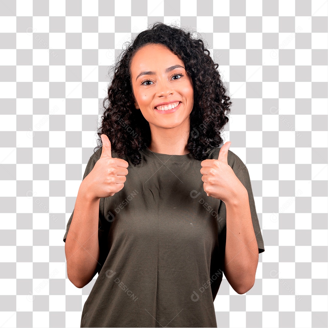 Mulher bonita morena fazendo gesto de aprovado PNG Transparente Sem Fundo