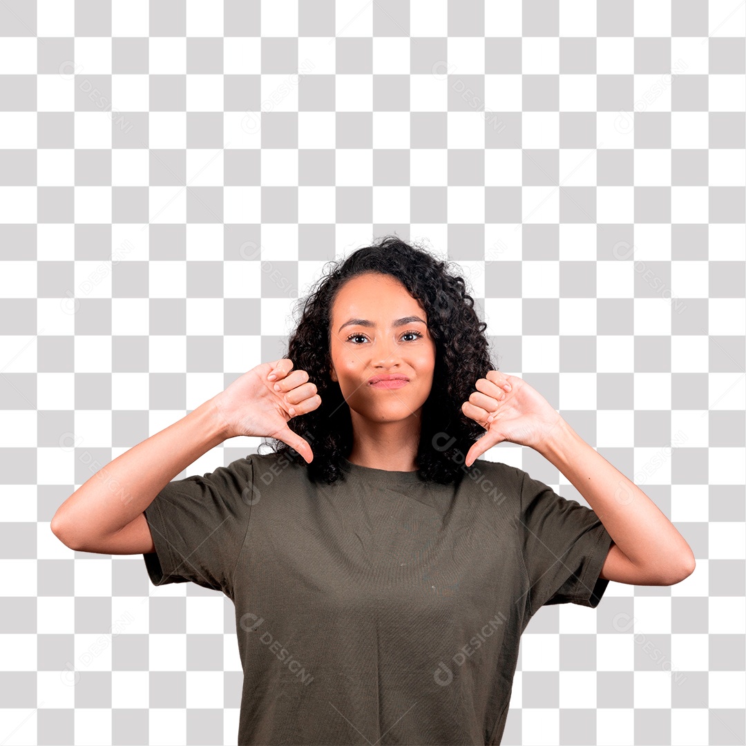 Mulher bonita morena fazendo gesto de reprovado PNG Transparente Sem Fundo