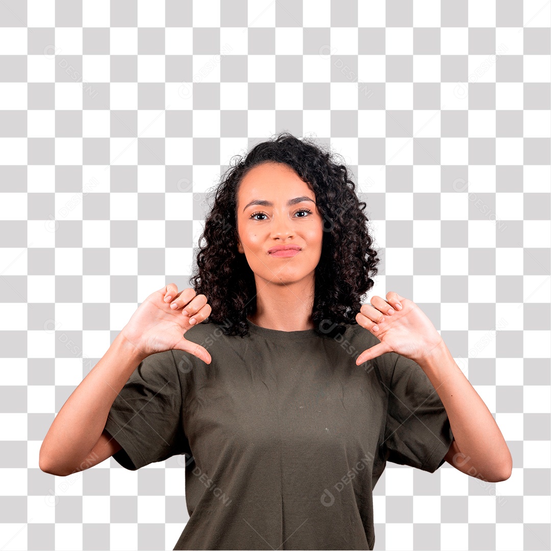 Mulher bonita morena fazendo gesto de reprovado PNG Transparente Sem Fundo
