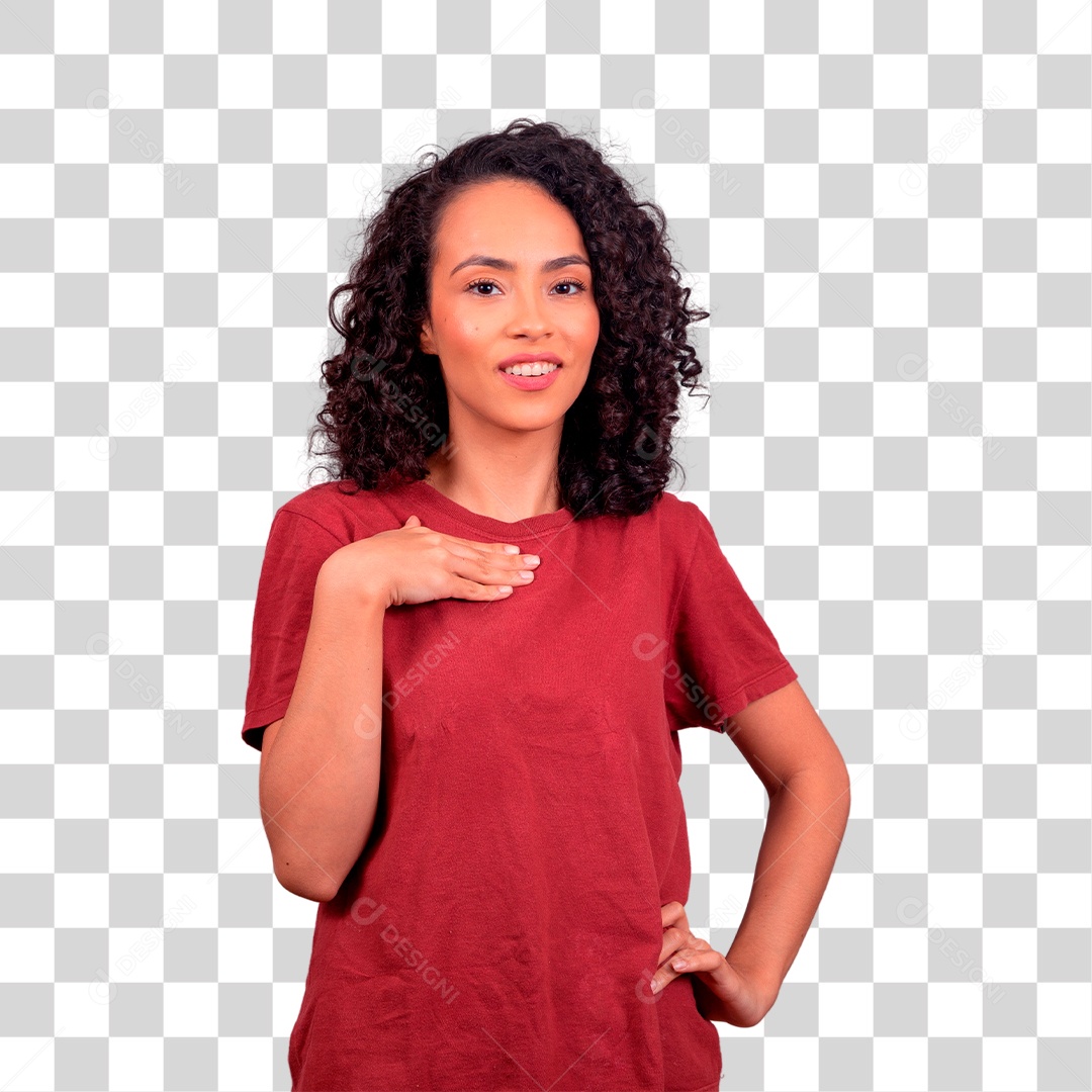 Mulher morena mostrando sua beleza PNG Transparente