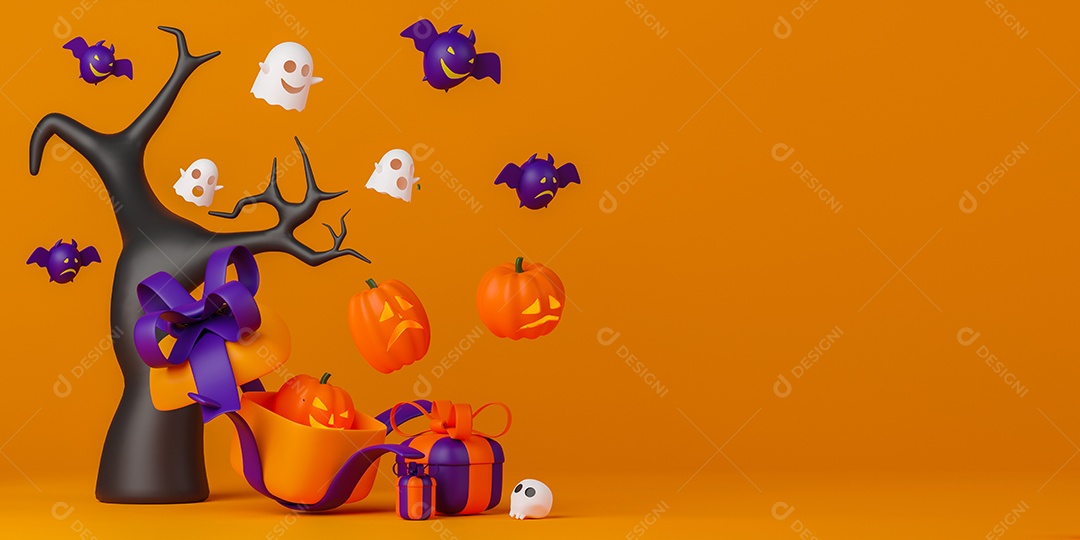 Renderização 3D Fundo Feliz halloween