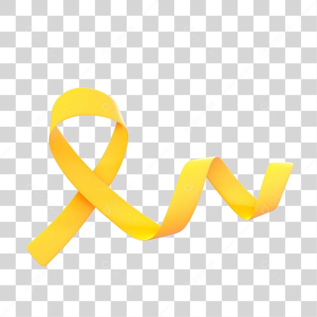Laço Amarelo Enrolado Nas Pontas Elemento 3D Para Composição PNG Transparente