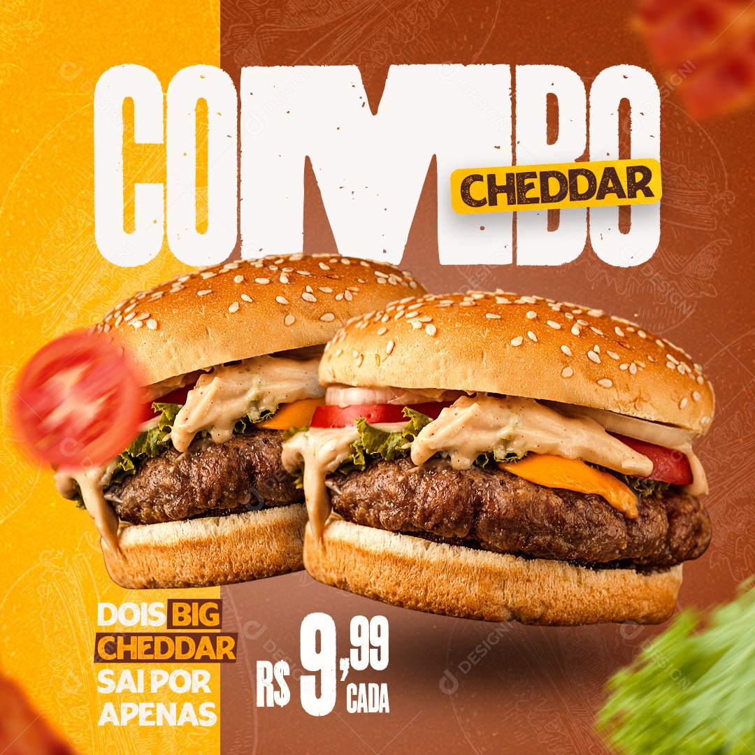 Combo Cheddar Sois Big Burger Em Promoção Social Media PSD Editável