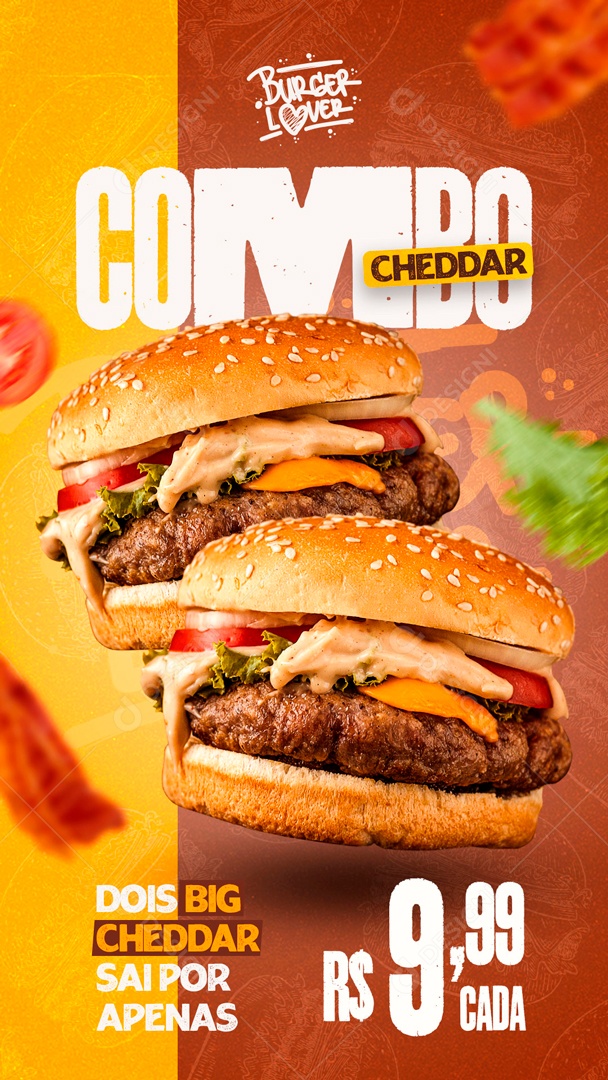 Combo Cheddar Sois Big Burger Em Promoção Social Media PSD Editável