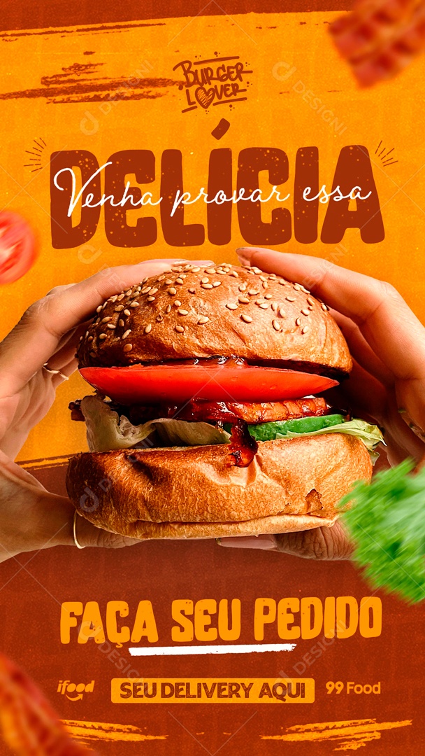 Venha Provar Essa Delícia Burger Em Promoção Social Media PSD Editável