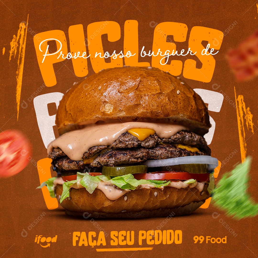 Venha Provar Essa Delícia Burger Em Promoção Social Media PSD Editável