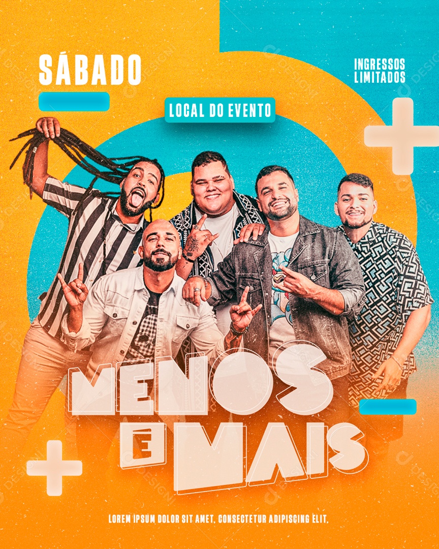 Flyer Menos é Mais Shows Pagode Social Media PSD Editável
