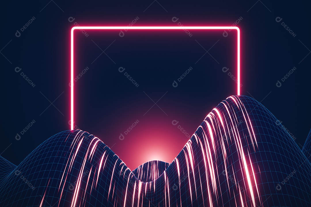 Renderização 3D Fundo escuro neon