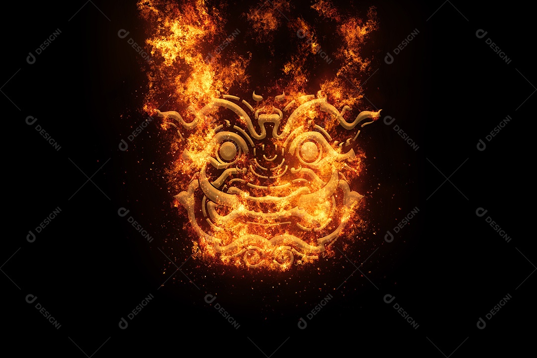 Rosto do gigante da Tailândia, chamas efeito de fogo