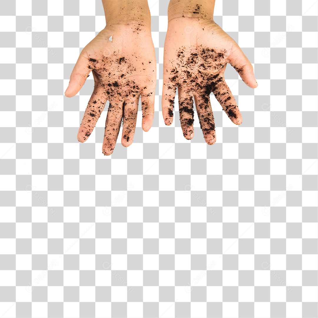 Mãos Suja de Terra PNG Transparente