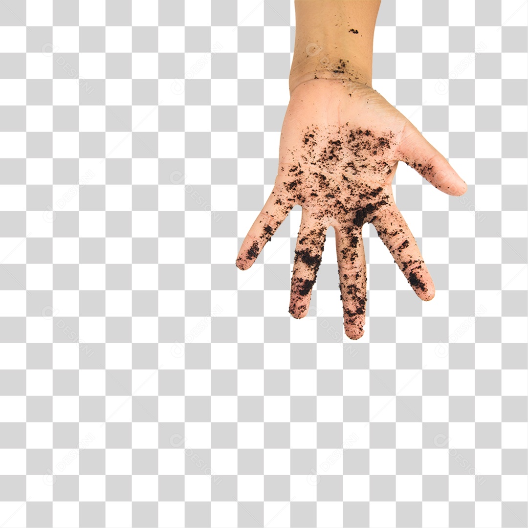 Mão Suja de Terra PNG Transparente