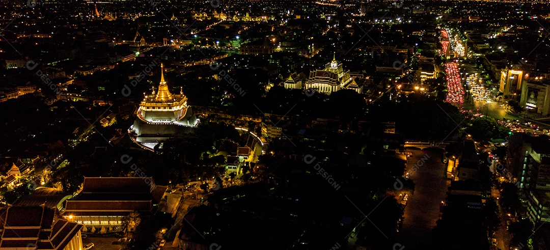 Linda vista Aérea Golden Mountain Wat Saket Ratcha Wora Maha Wihan Ba ​​popular