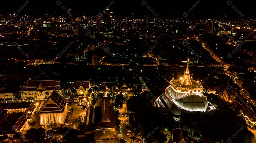 Linda vista Aérea Golden Mountain Wat Saket Ratcha Wora Maha Wihan Ba ​​popular