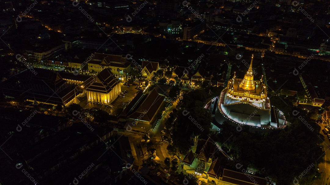Linda vista Aérea Golden Mountain Wat Saket Ratcha Wora Maha Wihan