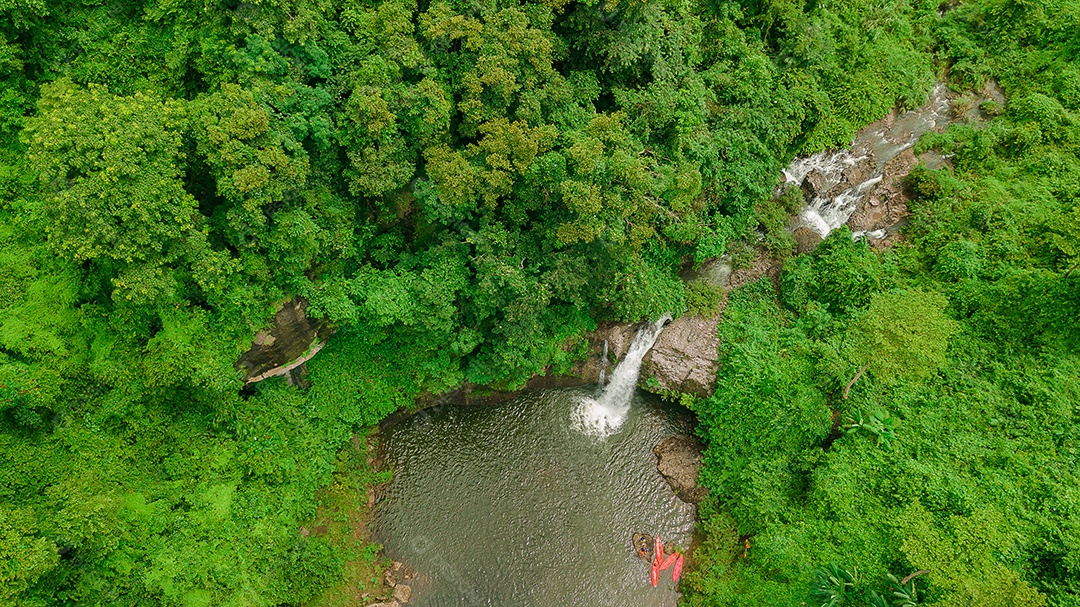 Linda Paisagem floresta de uma cachoeira com aguas calmas