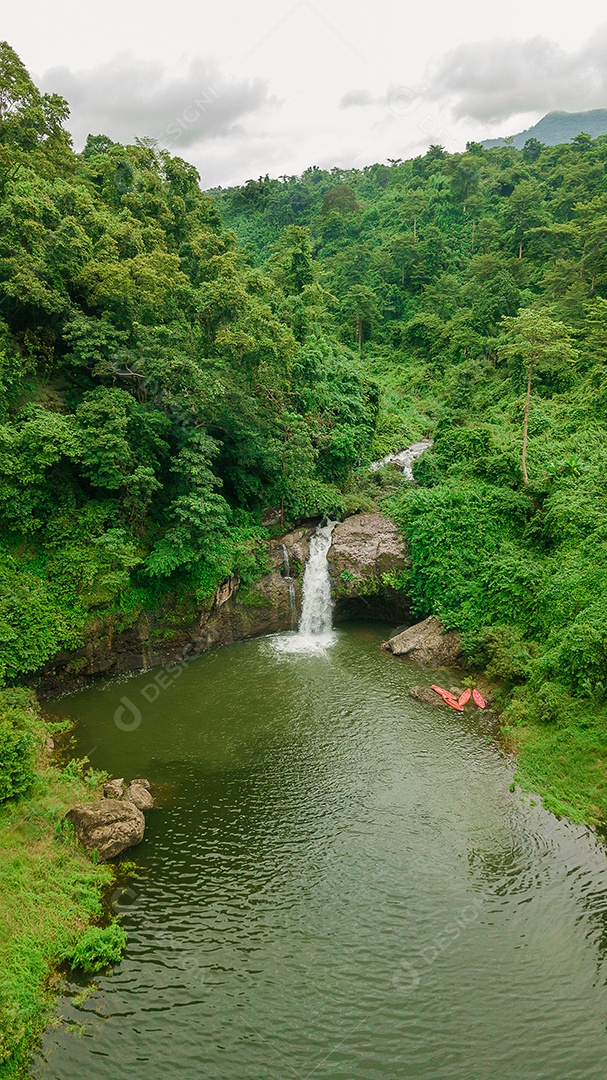 Linda Paisagem floresta de uma cachoeira com aguas calmas