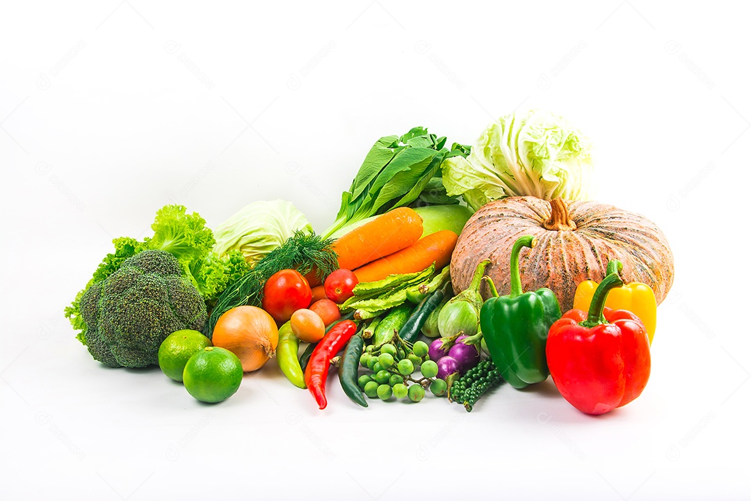 Vegetables collection isolated white background.