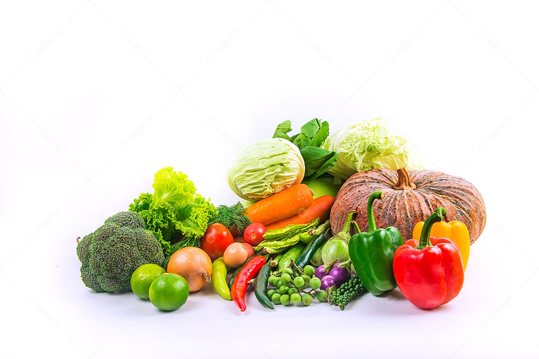 Vegetables collection isolated white background.