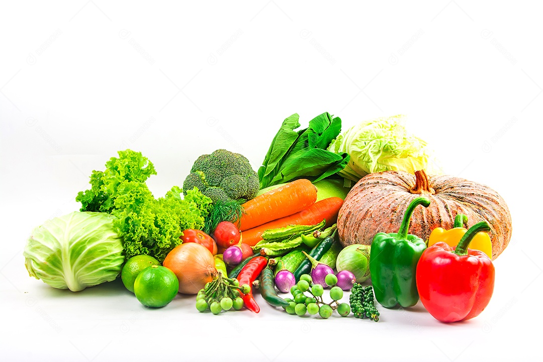 Vegetables collection isolated white background.