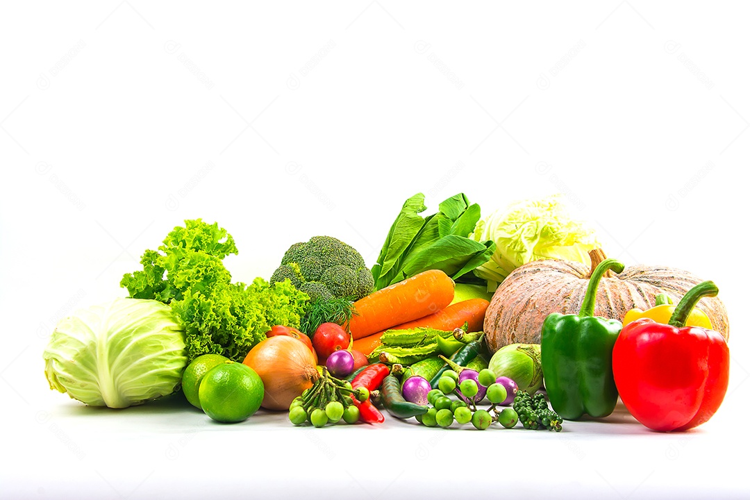 Vegetables collection isolated white background.
