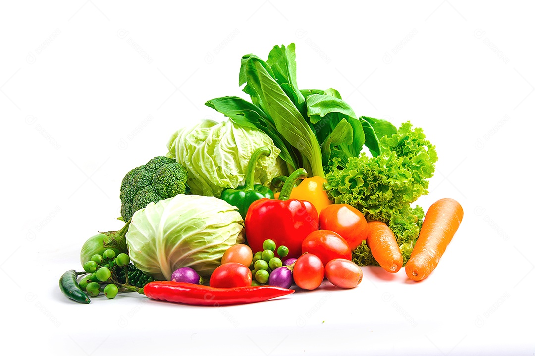 vegetables collection isolated white background.
