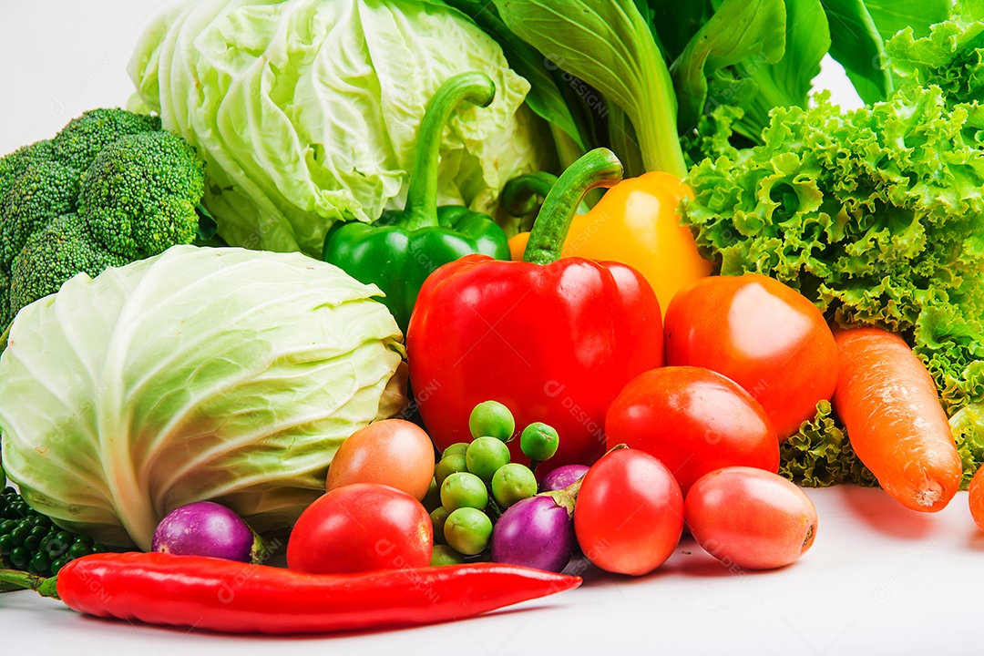 vegetables collection isolated white background.