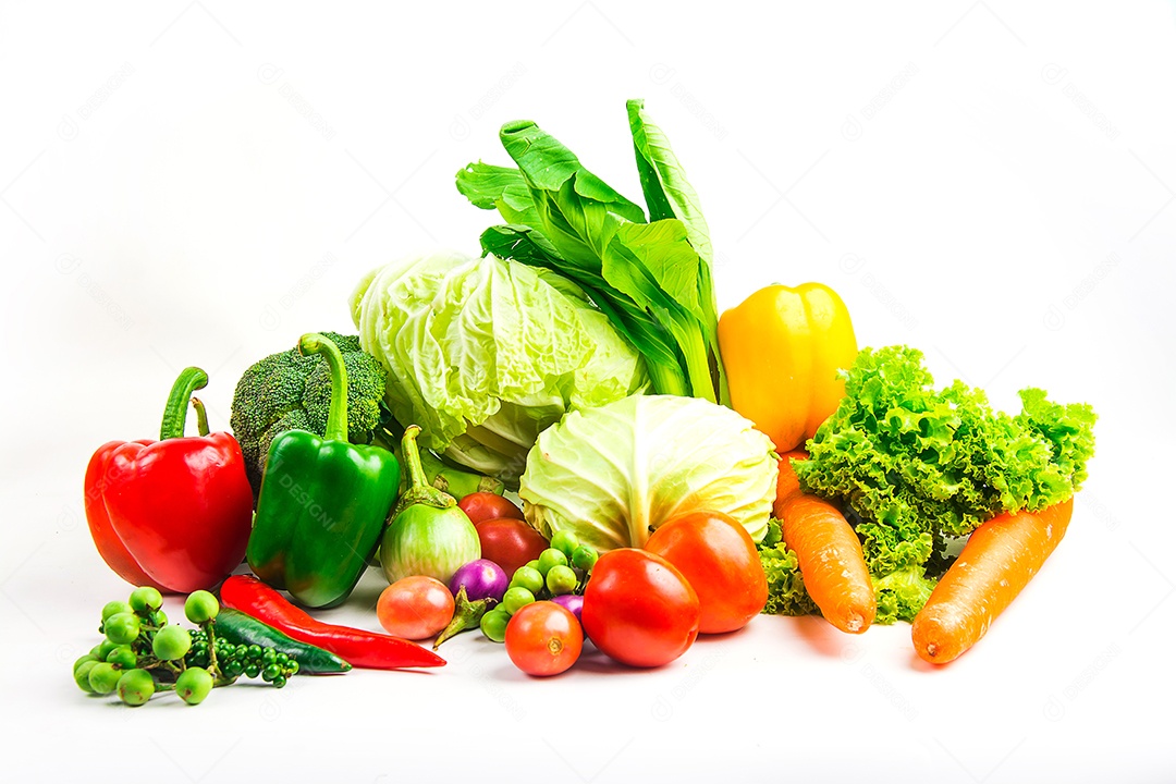 vegetables collection isolated white background.